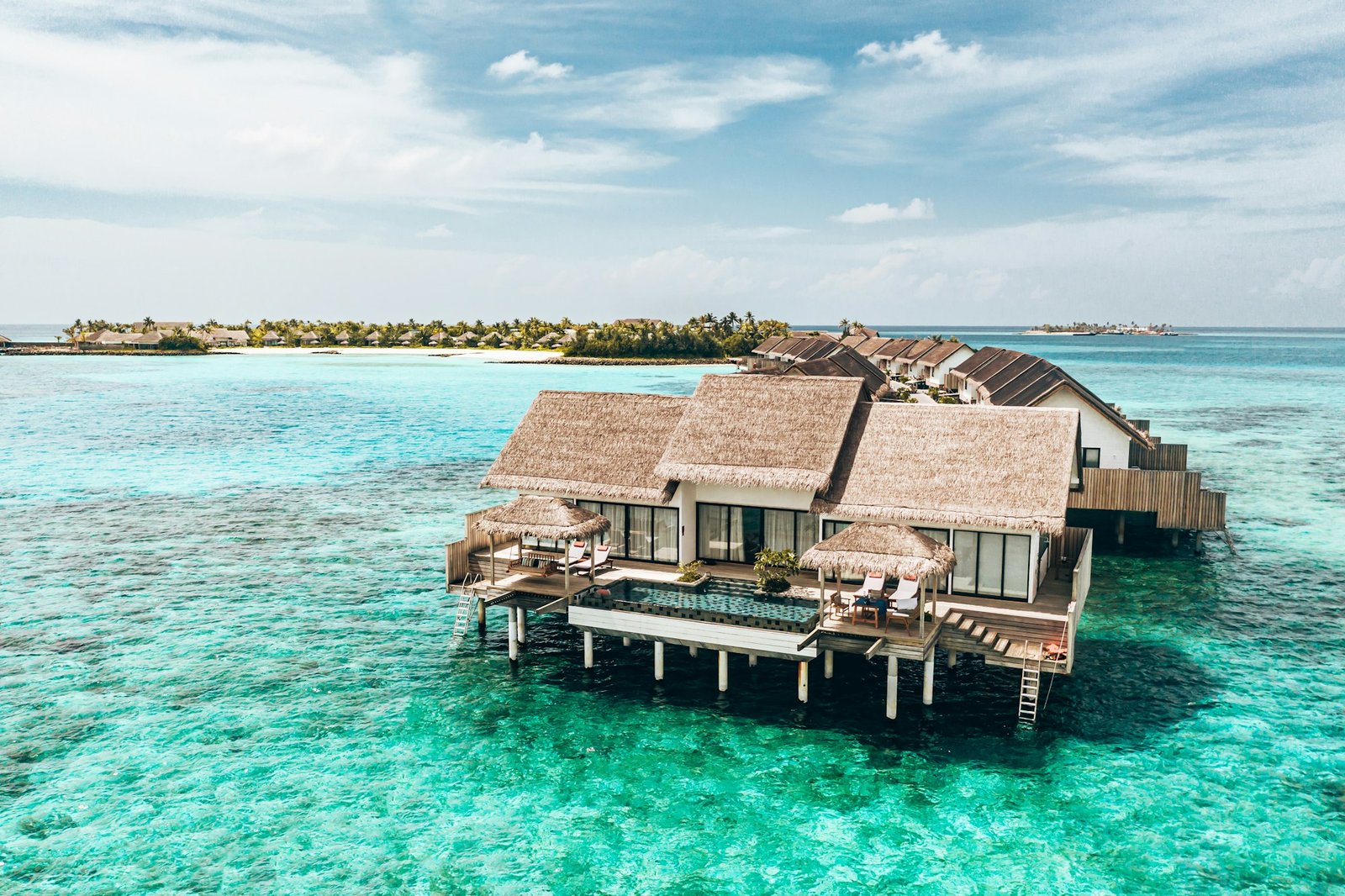 Overwater villas at dawn